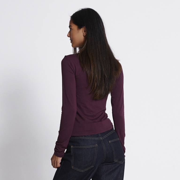 Soft funnel neck top "Eline" Plum